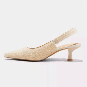 A NEW DAY MILAN PEARL SLINGBACK HEELS IVORY
